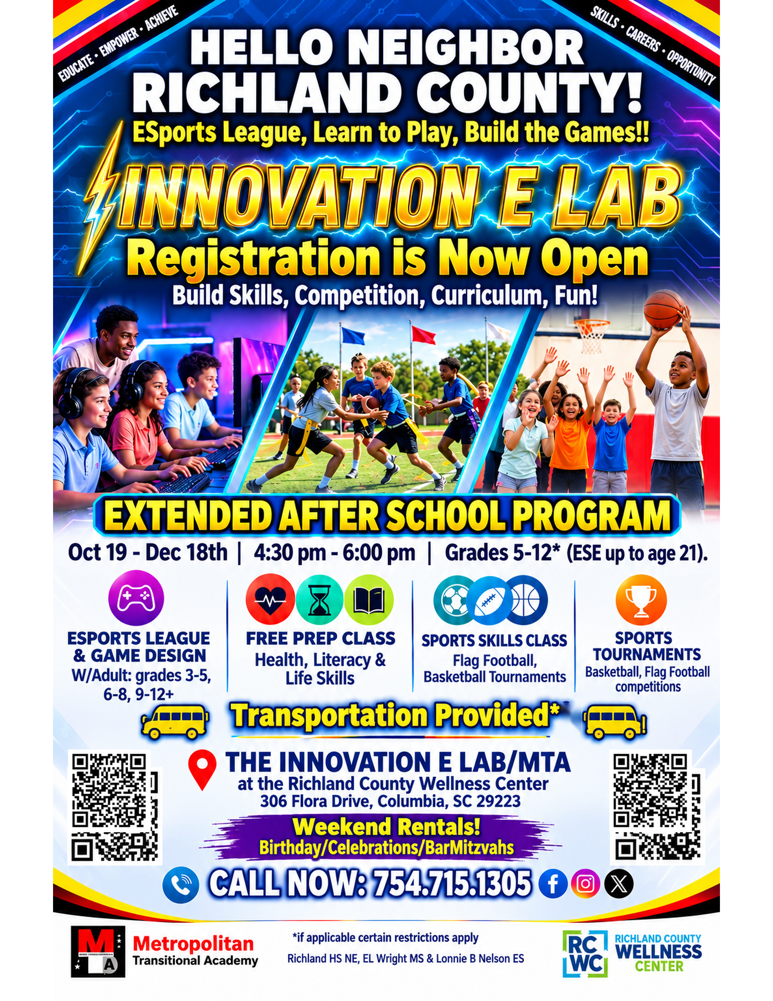 Innovation E-Lab After School Program — Hello Neighbor Richland County flyer